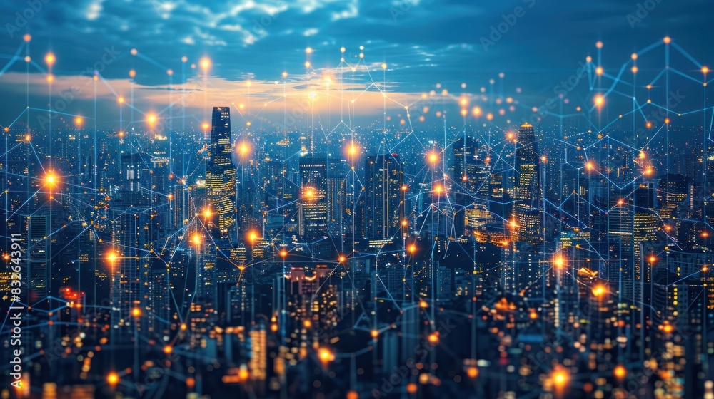 Obraz premium Luminescent Nights: A Glittering Metropolis