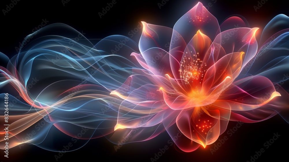 Fototapeta premium Colorful Flower on Black Background