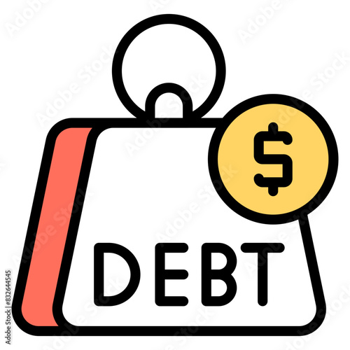 A flat icon design of debt

