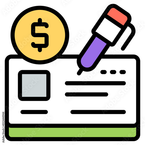 A flat design icon of checkbook

