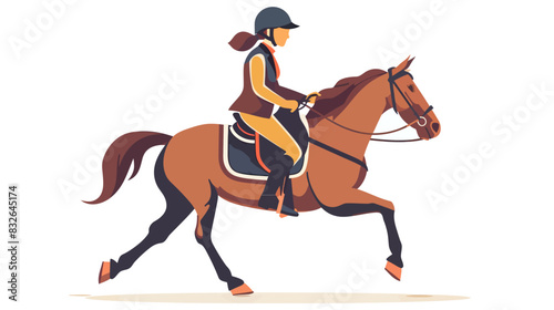 person riding on horse vector flat isolated illustration on white background