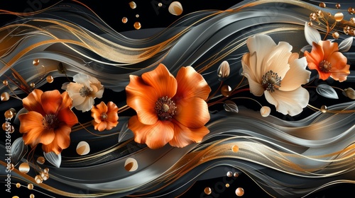 Floral Painting on Black Background