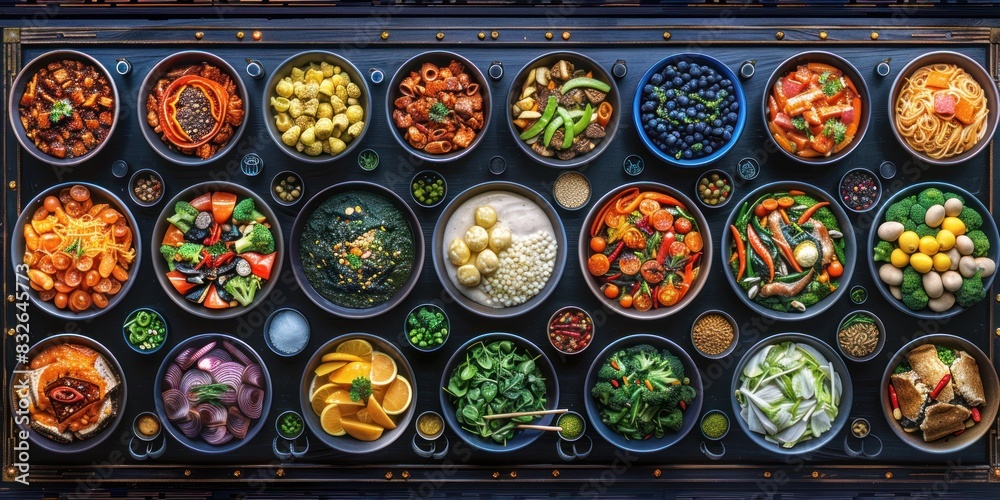 A Feast of Diversity: A Tray Overflowing With Various Delicious Foods