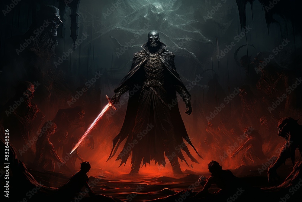 Fototapeta premium A vampire hunter, wielding a silvered blade and devoted to eradicating undead creatures. - Generative AI
