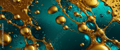 Golden Tosca Liquid Gel with Micro Bubbles Sliding on Solid Surface - Macro Shot, Calming Rhythms