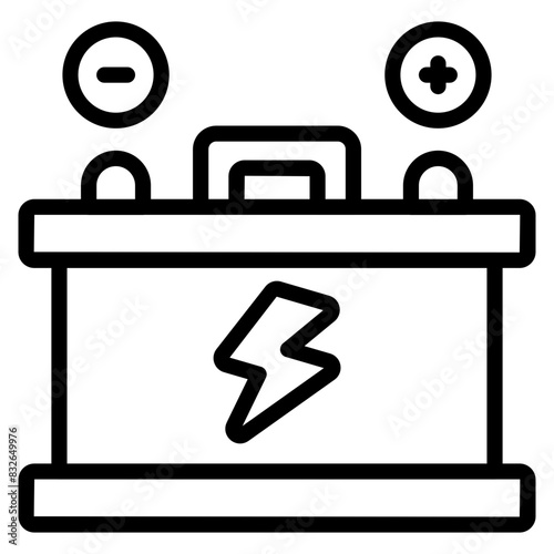 Car battery icon in linear design

