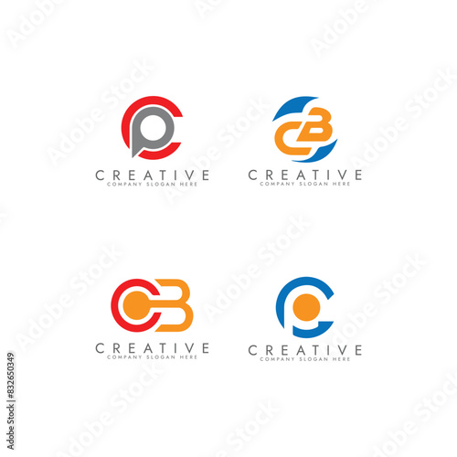 Initial Letters CB or CP logo Design Vector Template