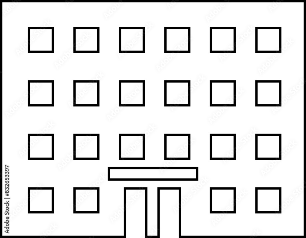 Building icon containing house, office, bank, school, hotel, shop, university, city, real estate and hospital symbol. Solid line black vector isolated on transparent background Building icon containing house, office, bank, school, hotel, shop, university, city, real estate and hospital symbol. Solid line black vector isolated on transparent background