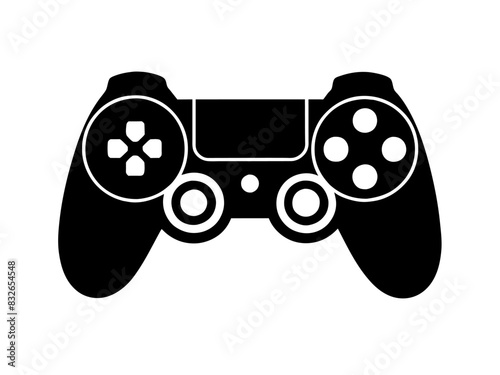 A black and white drawing of a video game controller on a white background