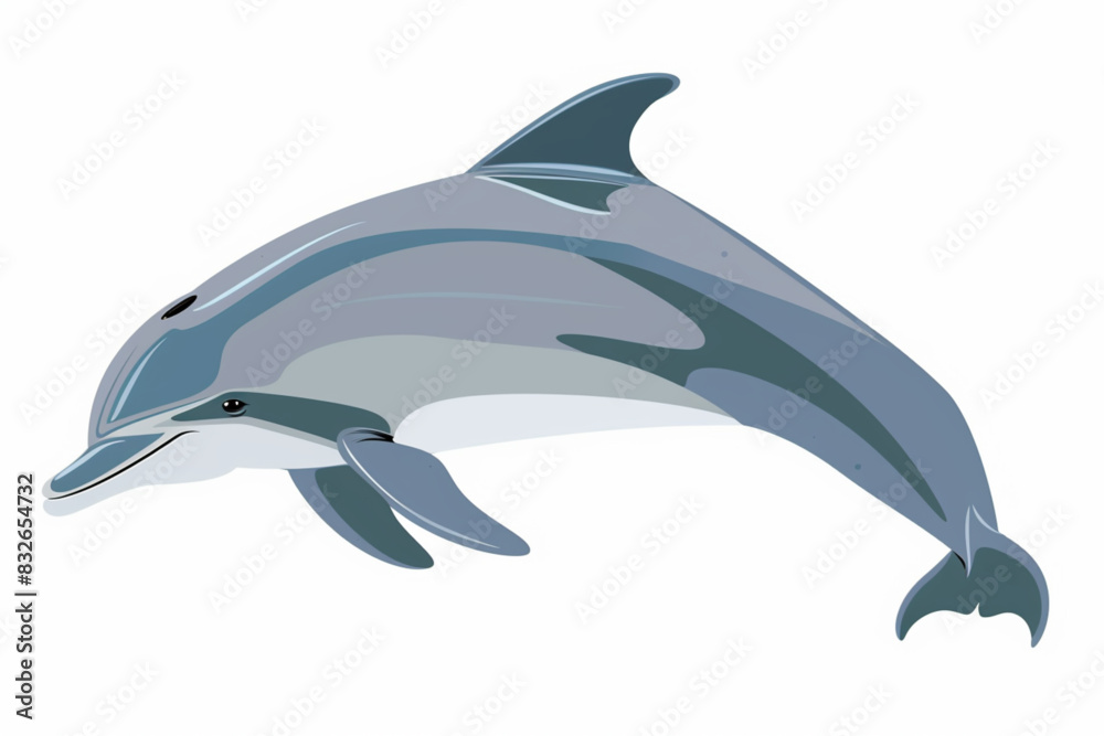 Obraz premium vector dolphin, simple design, isolated on white