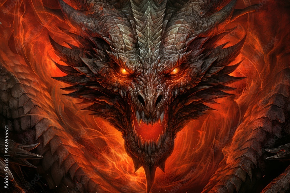 A fearsome half-dragon warrior, with fiery breath and scales as tough as steel. - Generative AI A fearsome half-dragon warrior, with fiery breath and scales as tough as steel. - Generative AI