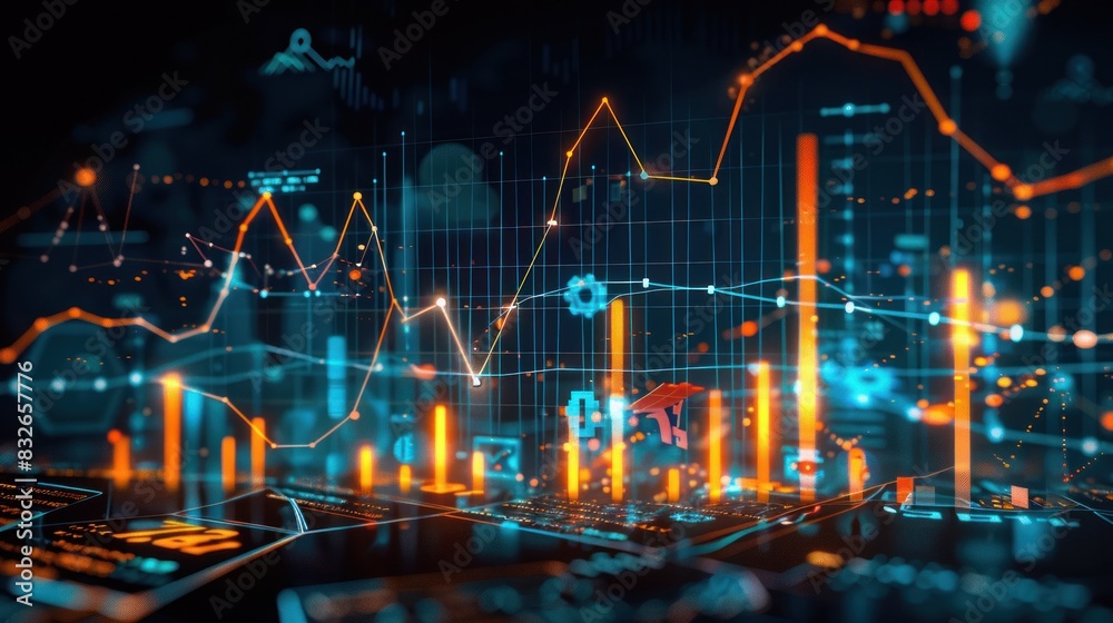 Background of colorful lights. Dynamic Business Growth Chart in Futuristic Modern Wallpaper Background - Generativ AI Background of colorful lights. Dynamic Business Growth Chart in Futuristic Modern Wallpaper Background - Generativ AI