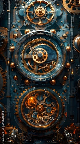 Clockwork Gears Frozen in Time A Digital Art Steampunk Timepiece