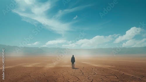 Desert Solitude A Lone Figure Amidst Sand and Emptiness