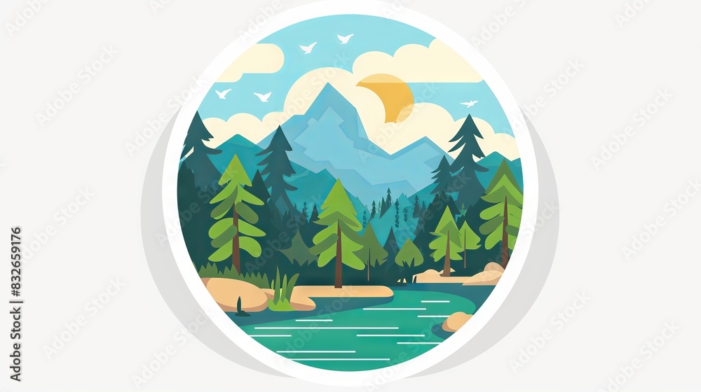 Naklejka premium Landscape concept icon design