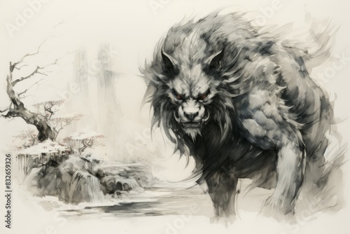 A shapeshifting werewolf, torn between human nature and primal instincts. - Generative AI © Sidewaypics