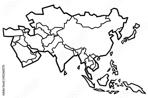 Asia country map outline.