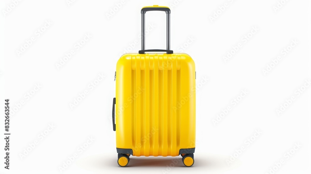 vibrant yellow suitcase on white backdrop. travel in style. vibrant yellow suitcase on white backdrop. travel in style.