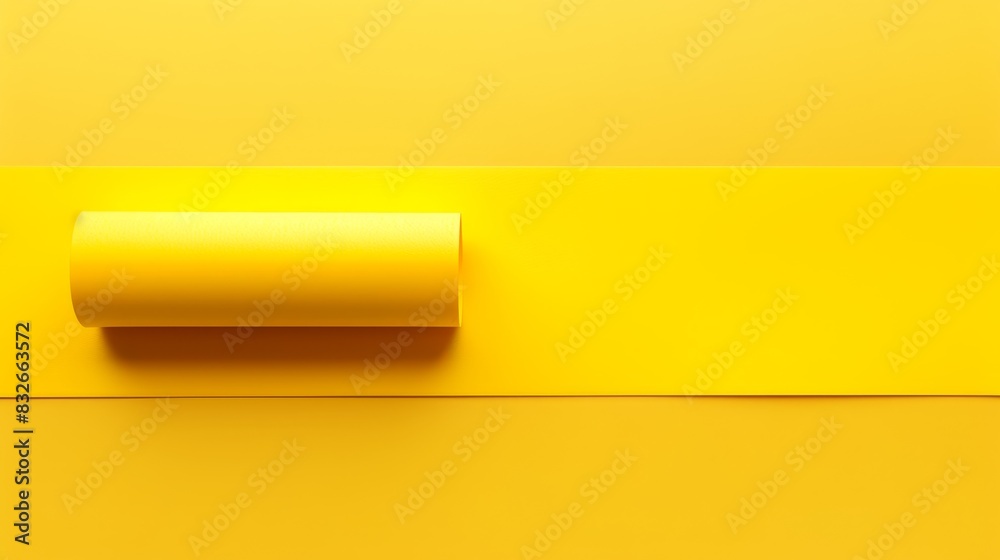Three rolls of yellow paper situated on a yellow surface next to each other Three rolls of yellow paper situated on a yellow surface next to each other