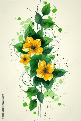 Yellow Flowers With Green Leaves Painting