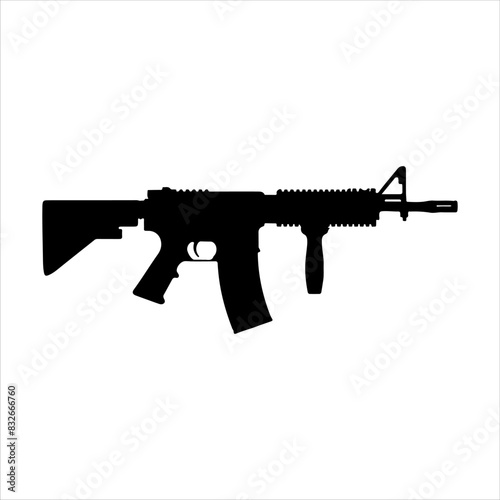 Assault rifle m416 gun silhouette isolated on white background. M416 icon vector illustration design.