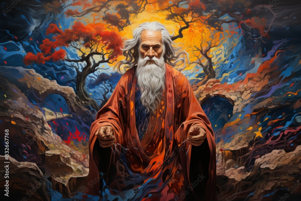 A wise old sage, adorned in flowing robes and possessing vast knowledge of ancient lore. - Generative AI