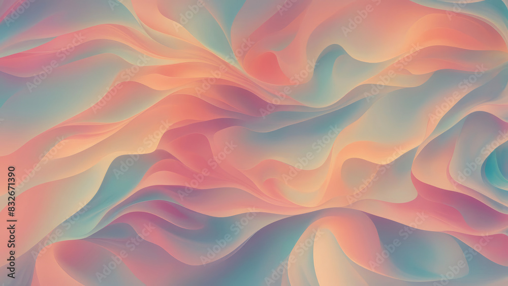 an abstract of a harmonious blend of multiple colors merging together, fluidity and smooth transitions between the colors