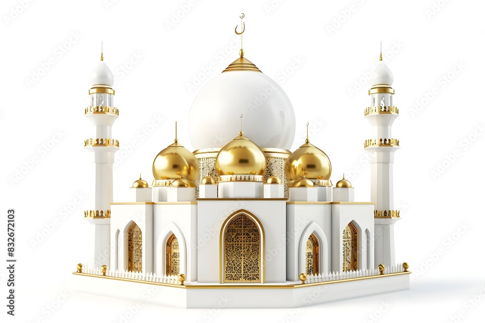 3D Mosque Model on white background 3D Mosque Model on white background