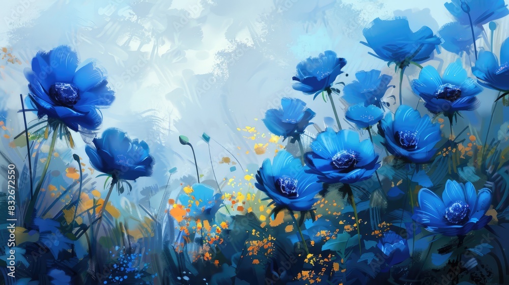 Blue flowers in bloom in the garden