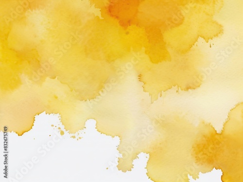 Abstract yellow and white watercolor background. Texture paper. Hand drawn illustration.