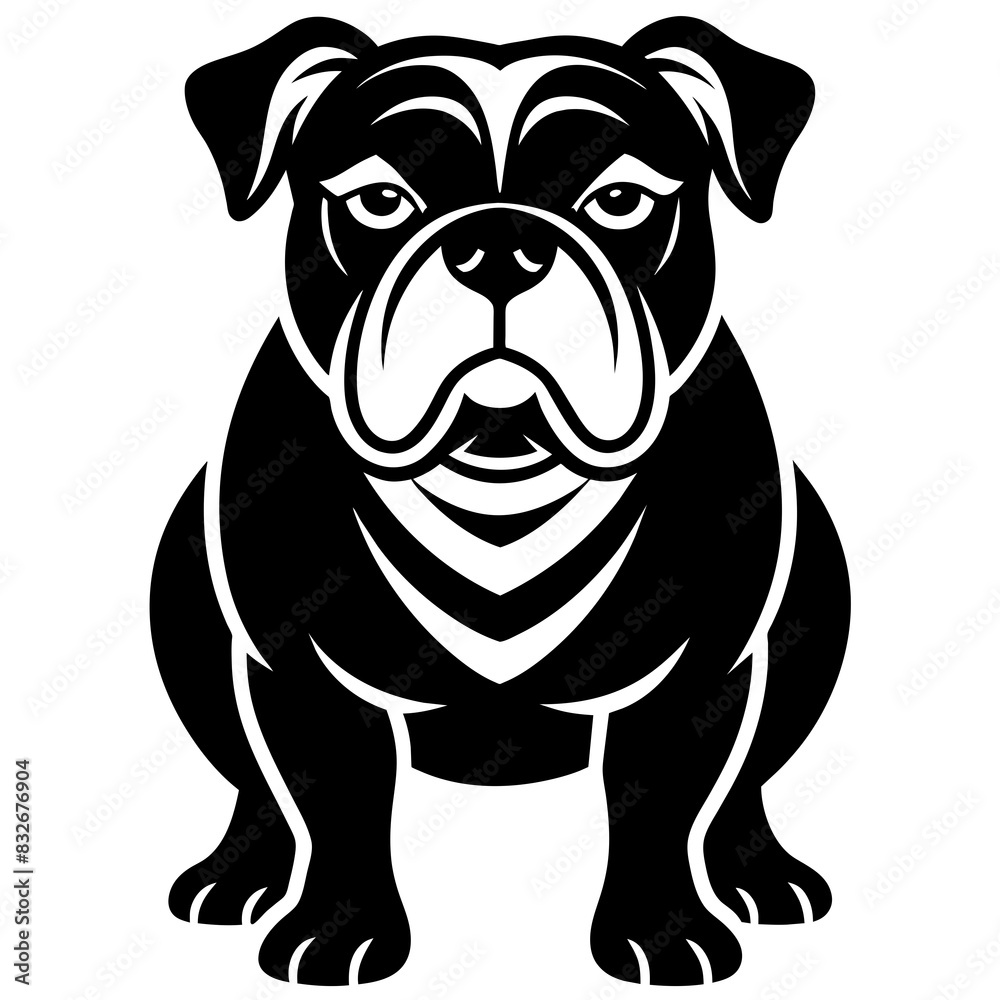 Bulldog mascot line art vector silhouette 
