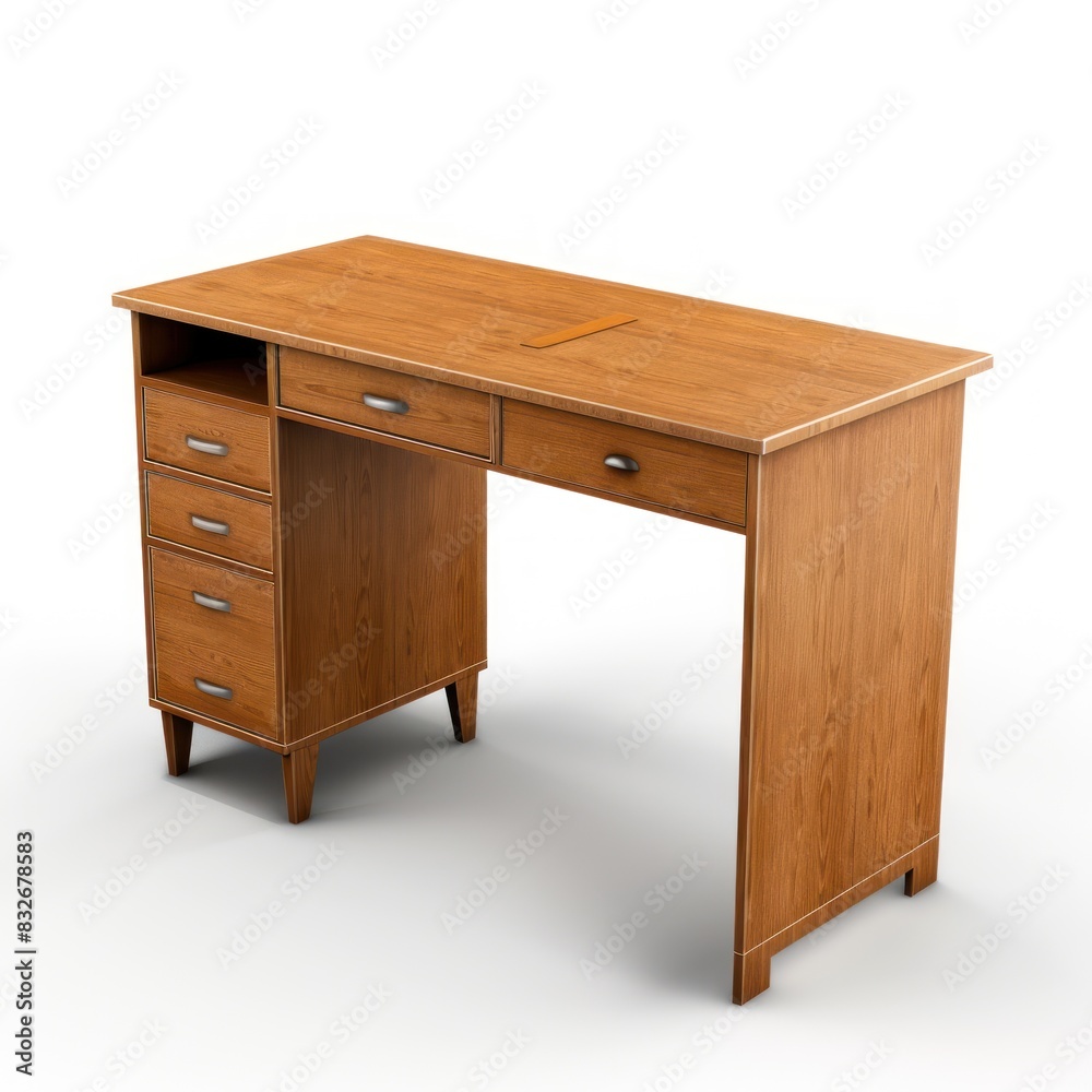High-resolution image of a modern desk isolated on a white background, showcasing its design and features. High-resolution image of a modern desk isolated on a white background, showcasing its design and features.