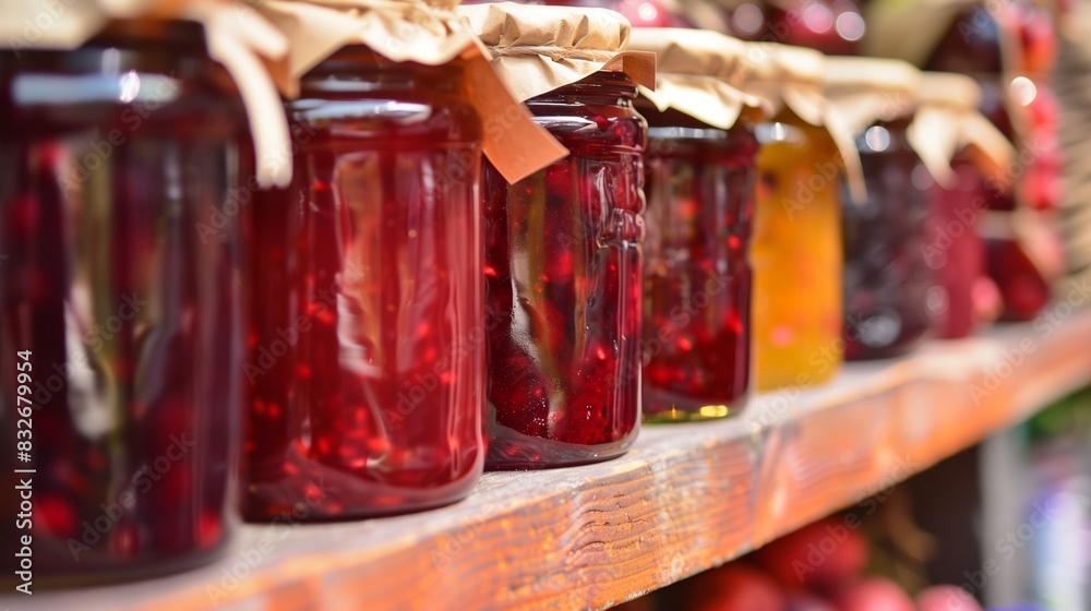 Homemade jam at a farmer's market Homemade jam at a farmer's market
