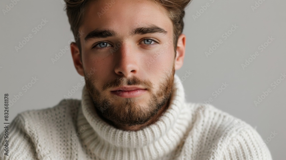 Fototapeta premium Confident young man in white sweater