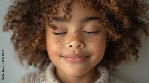 Serene child with closed eyes