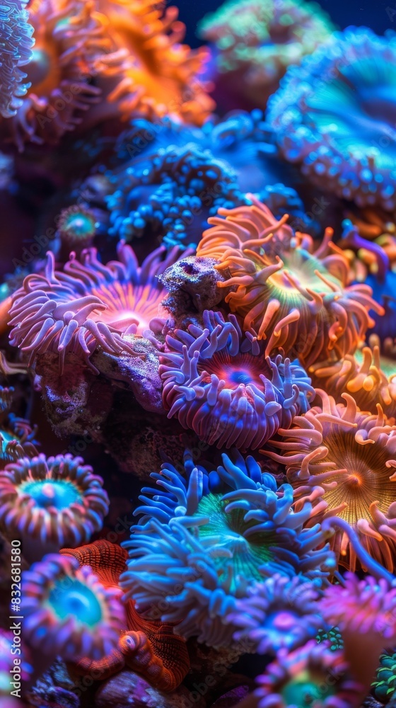 Vibrant coral reef ecosystem in close-up Vibrant coral reef ecosystem in close-up