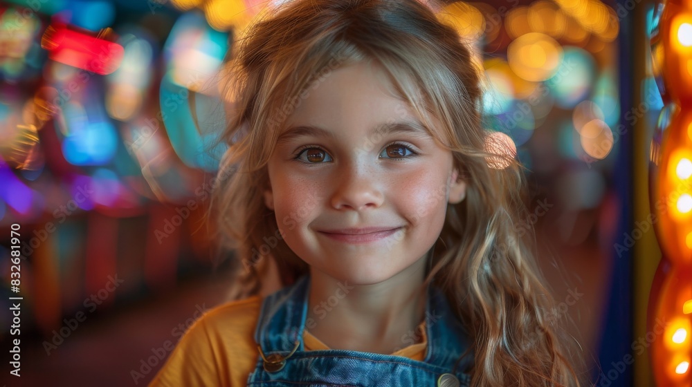 Fototapeta premium Joyful child at amusement park