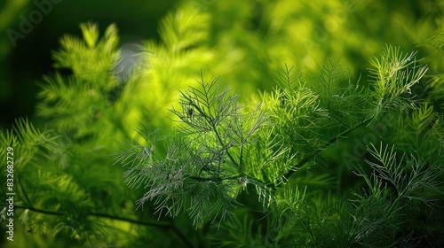 The green leaves of giant fennel Ferula communis photo