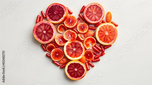 Fresh and Juicy Sliced Citrus Sinensis or blood orange on a White Background