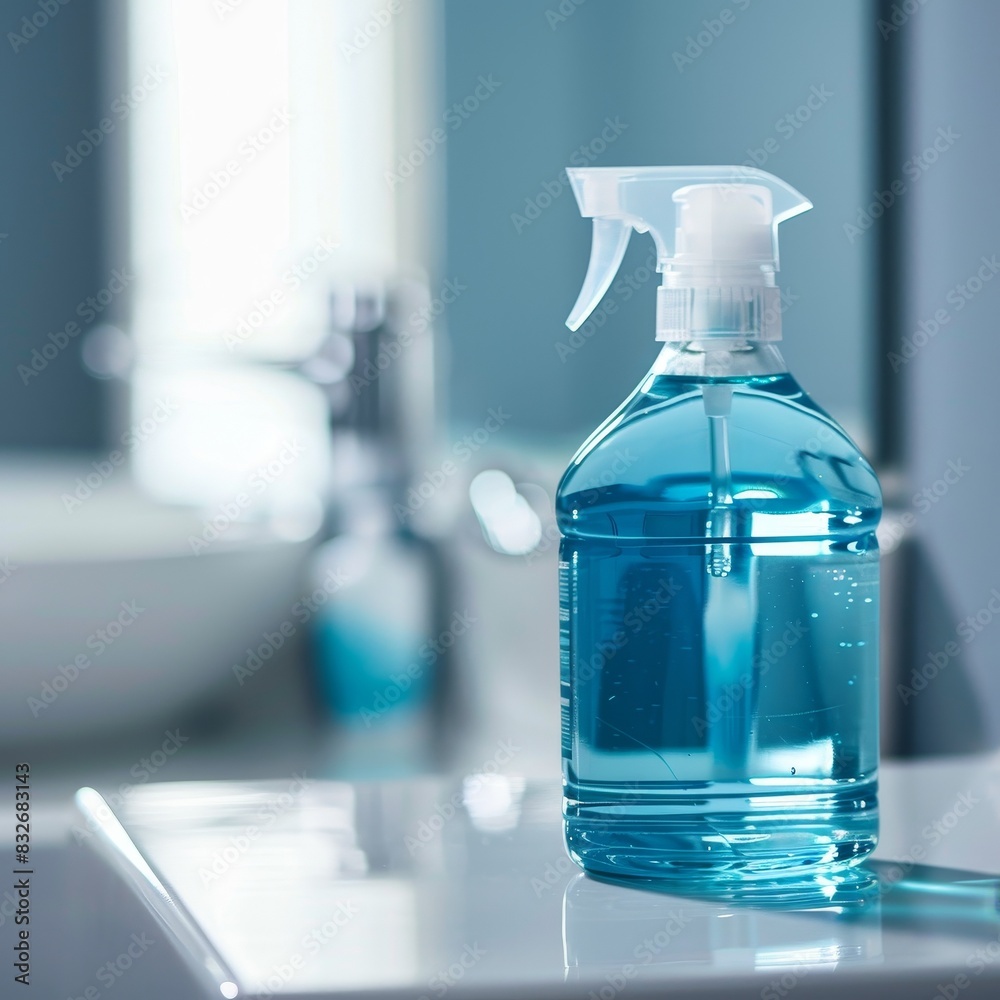 Refreshing Mouthwash in Bathroom Scene - Copy Space Above Refreshing Mouthwash in Bathroom Scene - Copy Space Above