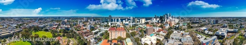 Perth skyline  Western Australia. Beautiful panoramic aerial view of city skyline