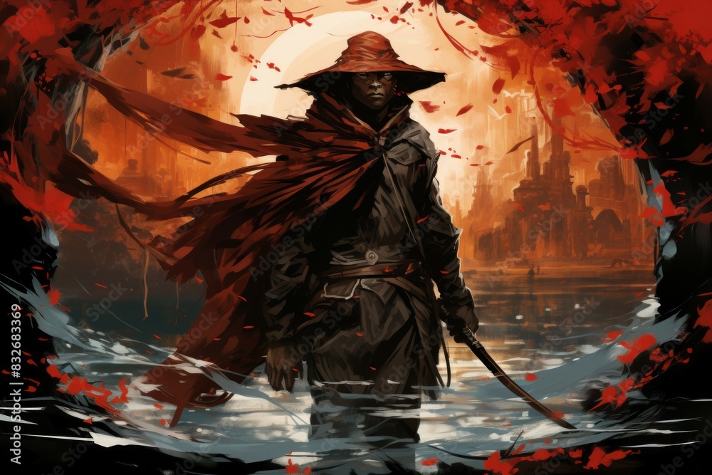 Obraz premium A skilled and versatile ranger, navigating the wilderness with ease and unleashing deadly arrows. - Generative AI