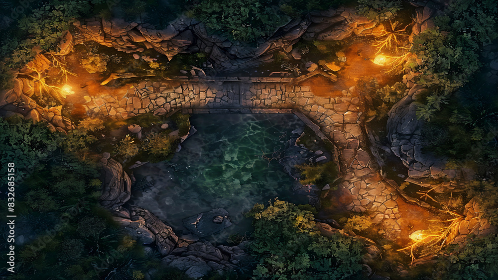 Obraz premium Fantasy darkness Battlemap DnD,RPG Map for Dungeons and Dragons, horror