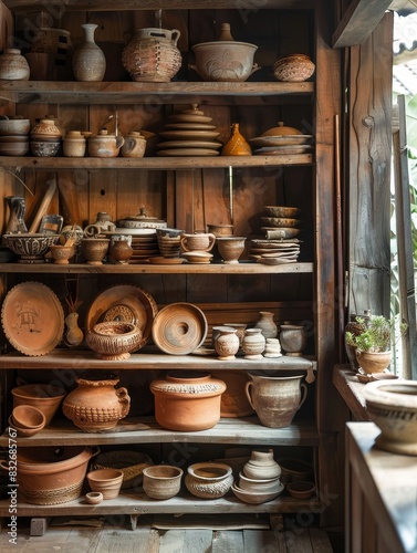 Wallpaper Mural Authentic Thai Culinary Charm: Detailed Clay Cookware in a Tiny Kitchen Torontodigital.ca