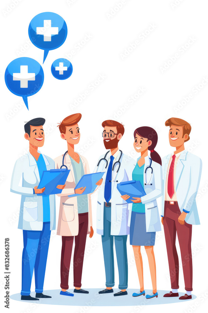 Hospital teamwork and doctors with folder tablet. Copy Space. Free Space. Illustration. Hospital teamwork and doctors with folder tablet. Copy Space. Free Space. Illustration.