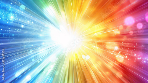 A colorful explosion of light with a white center