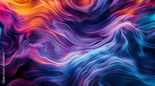 Streams of vibrant colors flowing and intertwining, reminiscent of electrical impulses captured in motion.