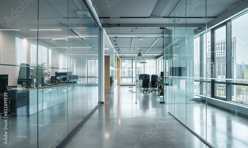 Architektura ii wnętrza - biuuro z przeszklonymi ścianami, sala konferencyjna