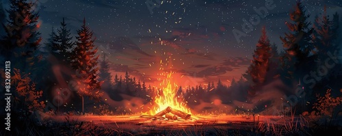 Design a poster for a spooky storytelling night around a bonfire