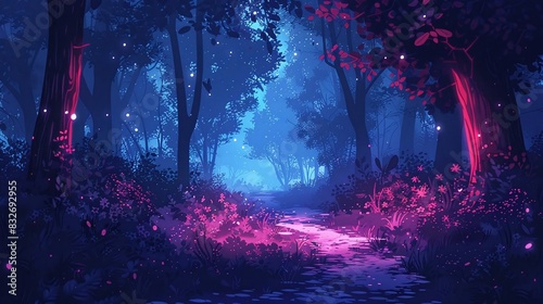 Generate a visual of a mysterious and enchanted forest path